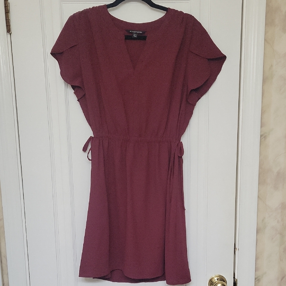41 Hawthorn Burgundy Flutter Sleeve Mini Dress